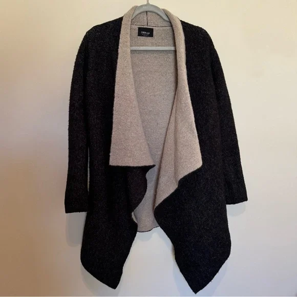 Women’s Zara Knit Black & Tan Cardigan, Large - Picture 1 of 11